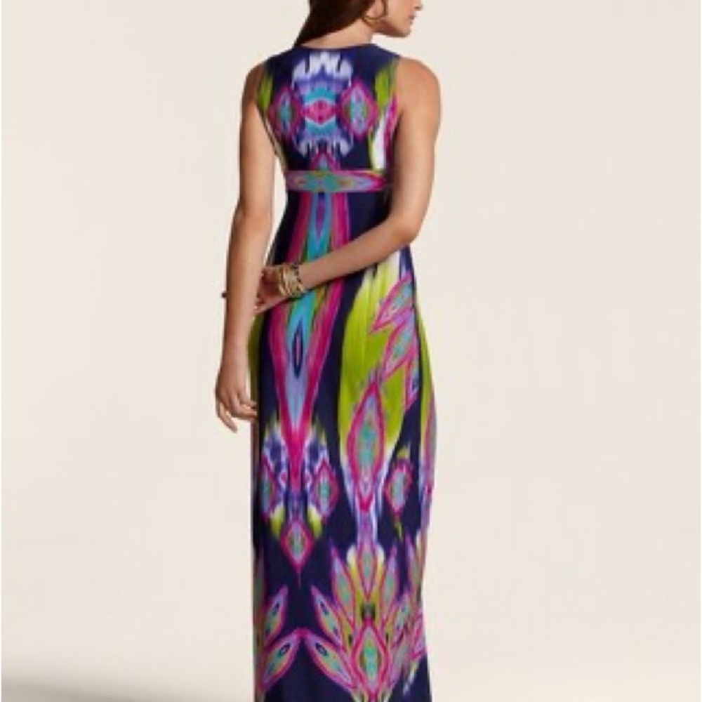 Chico’s Mixed Geo Katrina Maxi Dress Vibrant Ikat Artsy Design